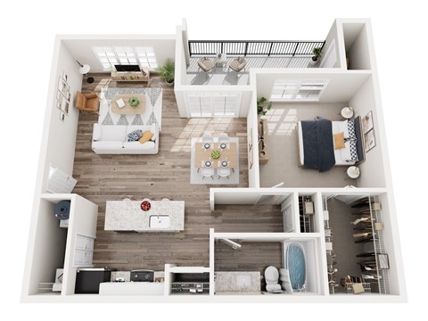 Floor plan for 1 bed, 1 bath, 825 sqft